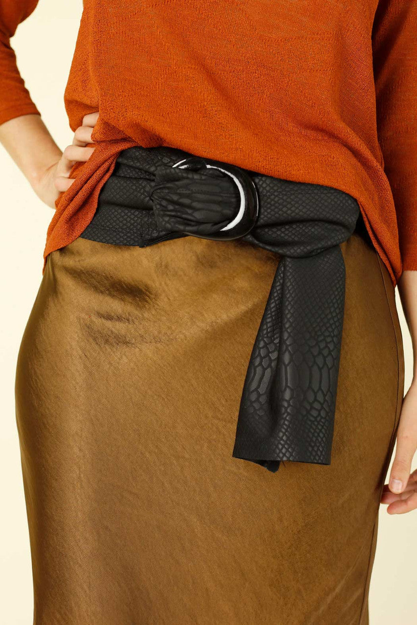 Black Textured Leatherette Buckle Belt - SALE