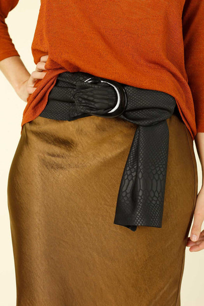 Black Textured Leatherette Buckle Belt - SALE