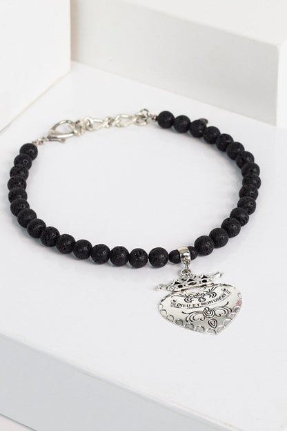 Black Lava Heart Necklace