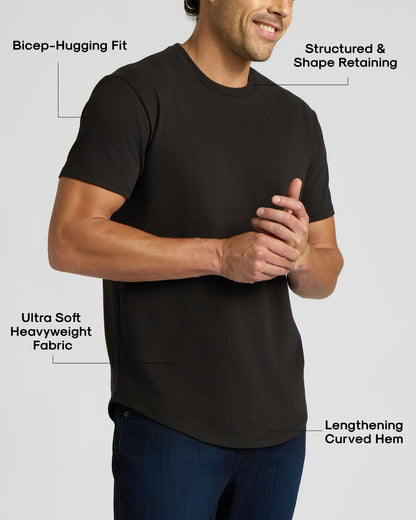 Black Heavyweight Curved Hem Crew