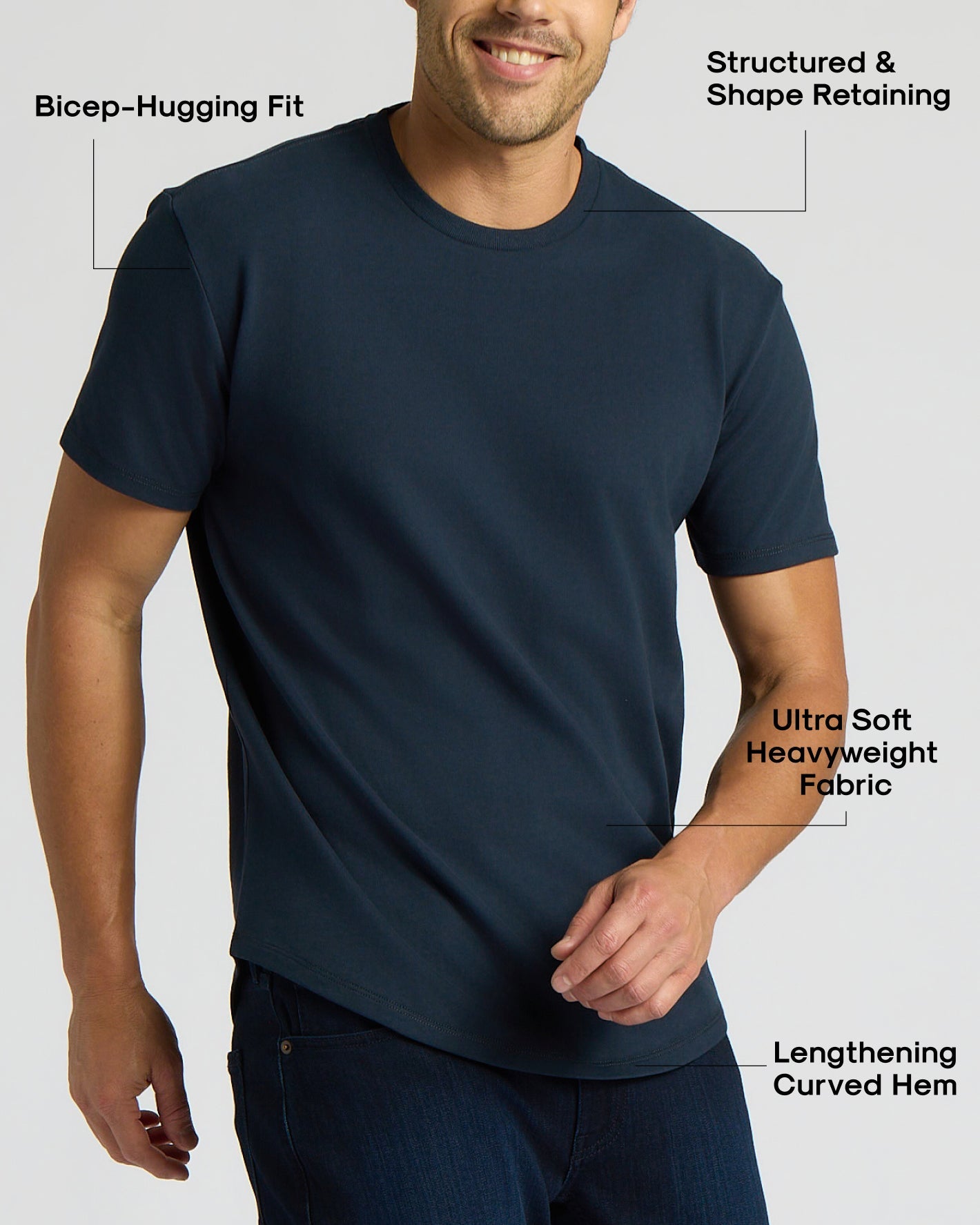 Navy Heavyweight Curved Hem Crew