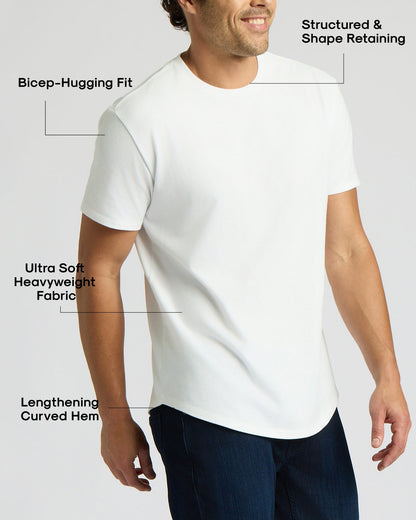 White Heavyweight Curved Hem Crew