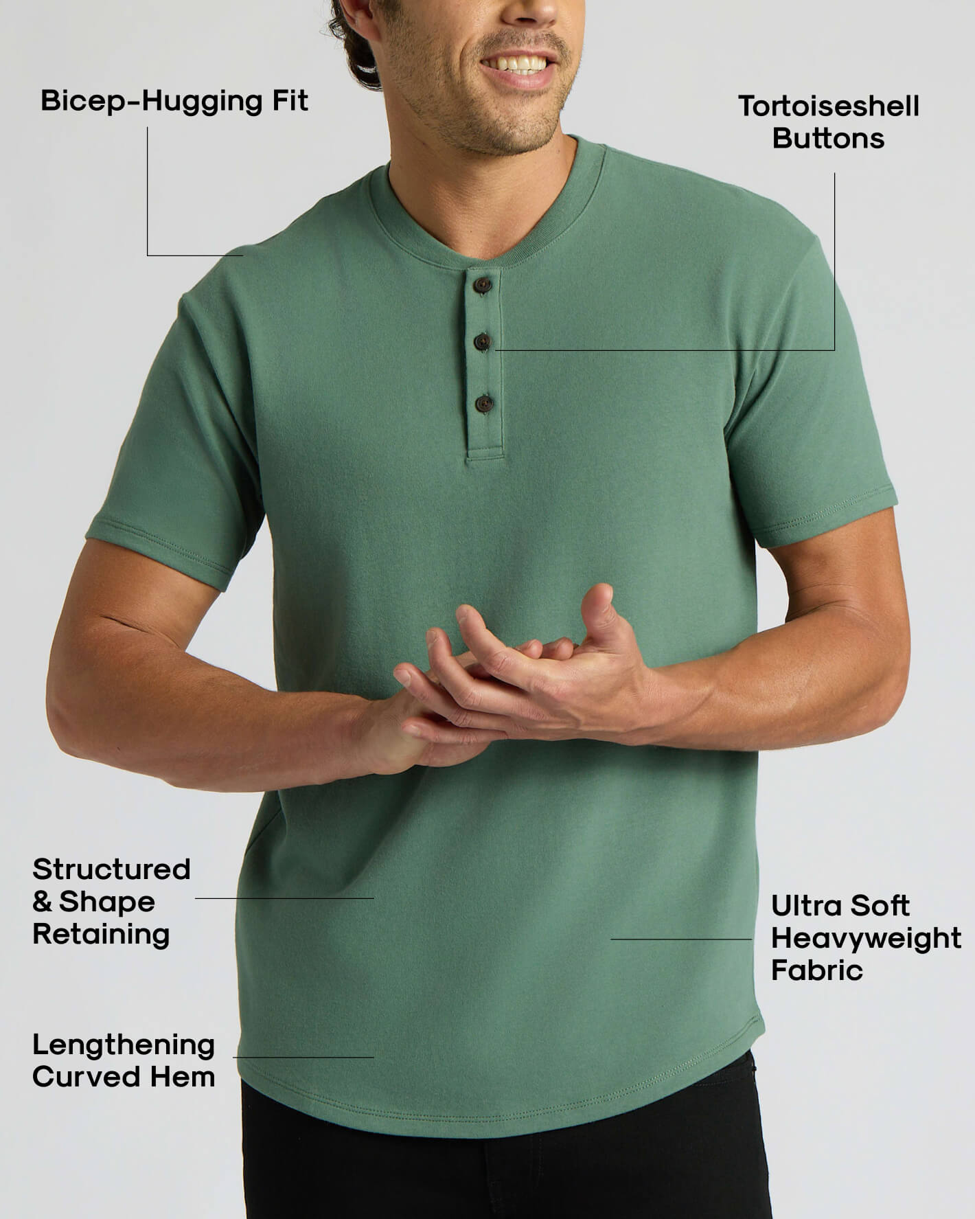 Neo Fern Heavyweight Curved Hem Henley