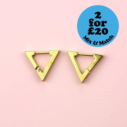 Triangle Huggie Hoop Earrings (Gold Plated)