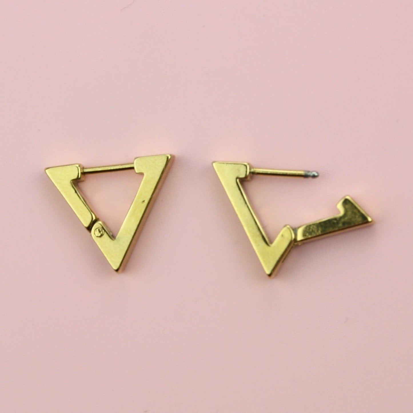 Triangle Huggie Hoop Earrings (Gold Plated)