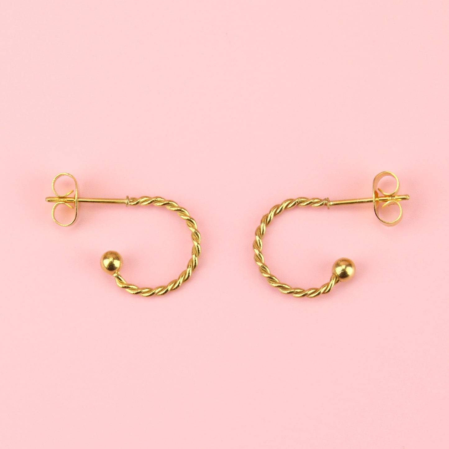 Tiny Twisted Hoop Earrings (Gold Plated)