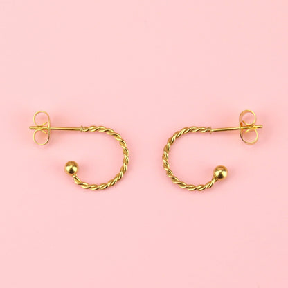 Tiny Twisted Hoop Earrings (Gold Plated)