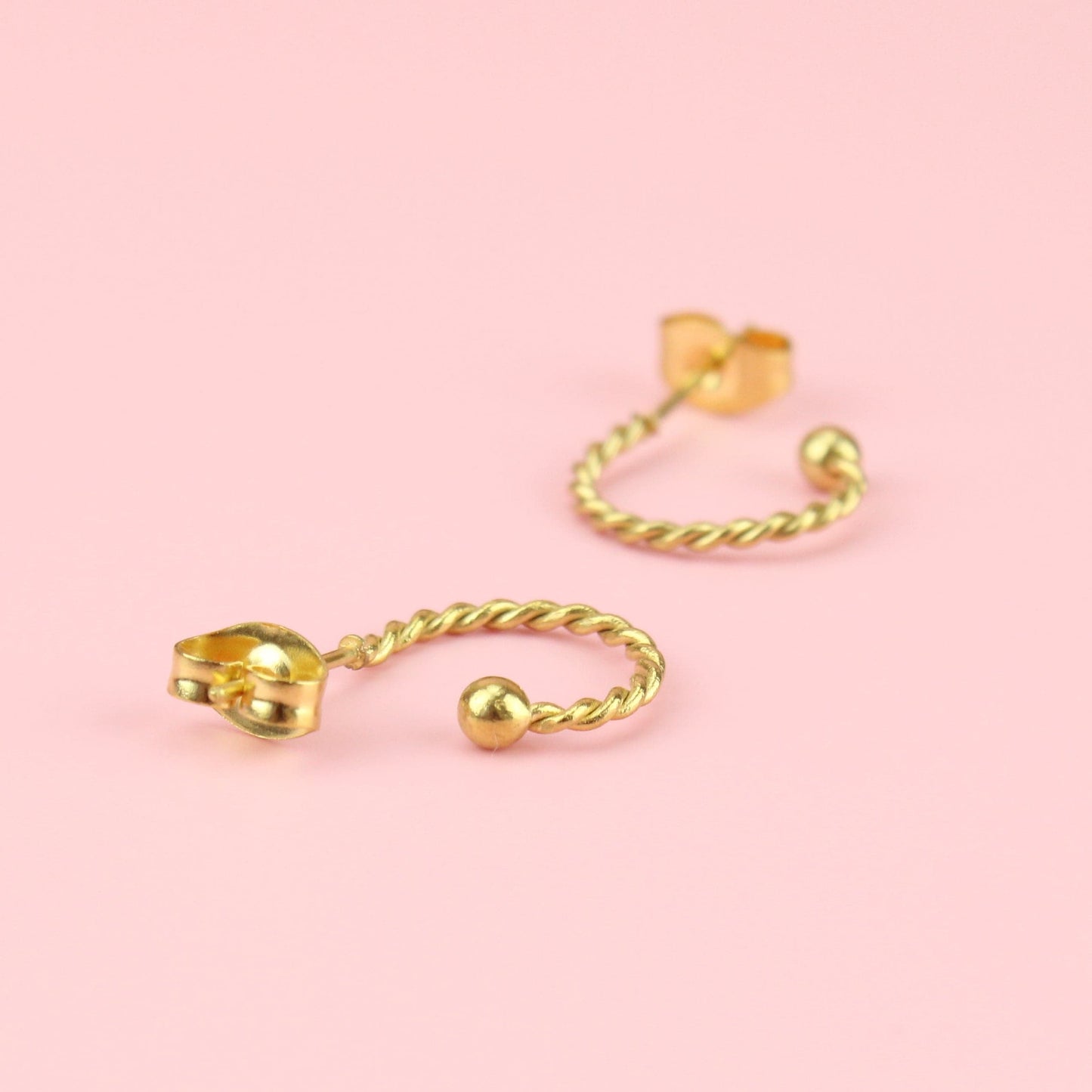 Tiny Twisted Hoop Earrings (Gold Plated)