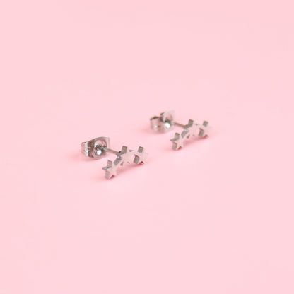 Triple Curved Star Stud Earrings