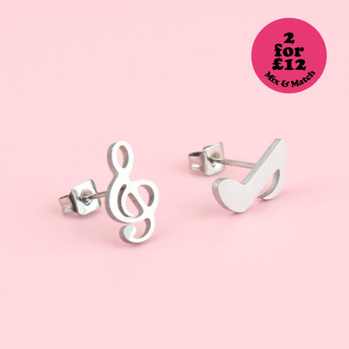 Treble Clef & Quaver Stud Earrings