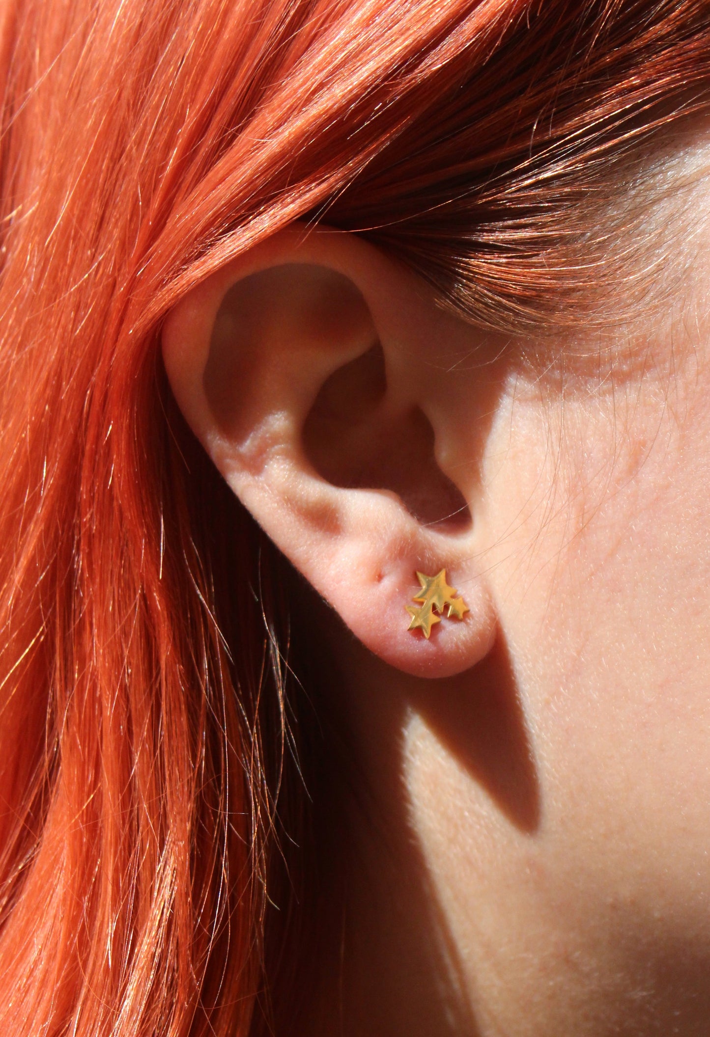 Triple Star Stud Earrings - Gold Plated