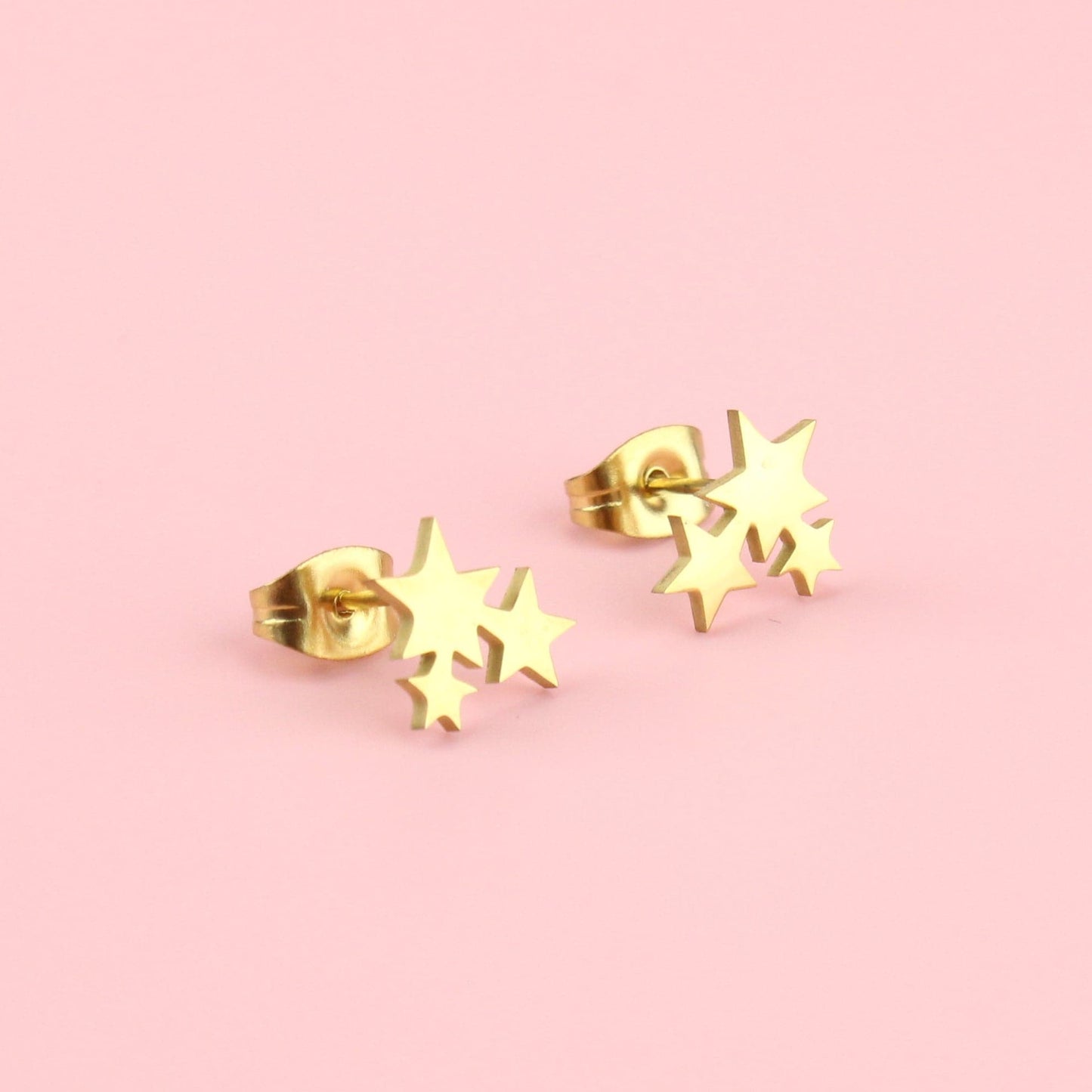 Triple Star Stud Earrings - Gold Plated