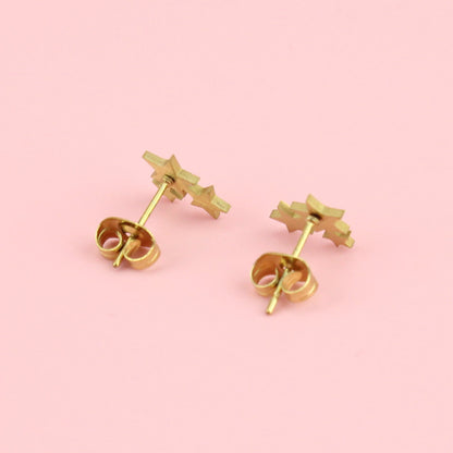 Triple Star Stud Earrings - Gold Plated