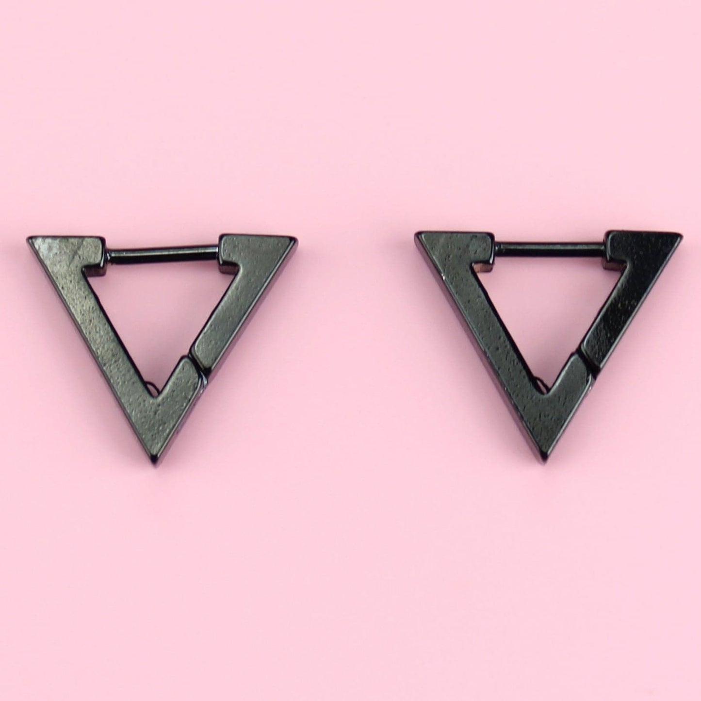 Triangle Huggie Hoop Earrings (Black)