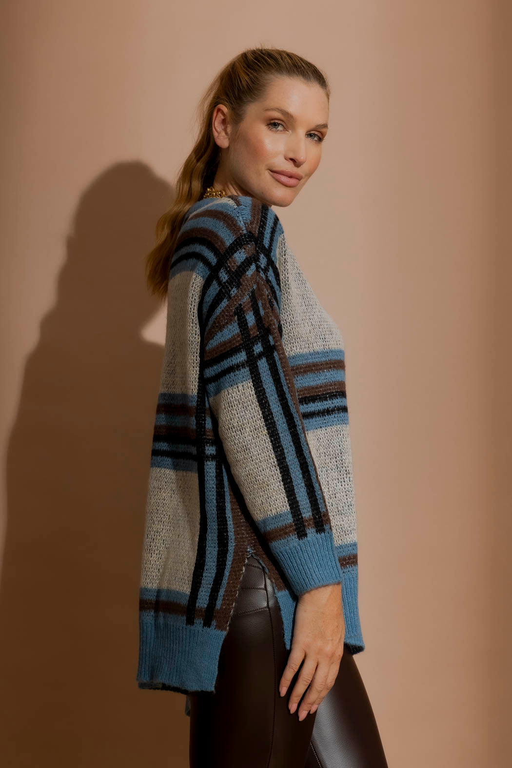 Blue Check Jaquard Jumper Blue S