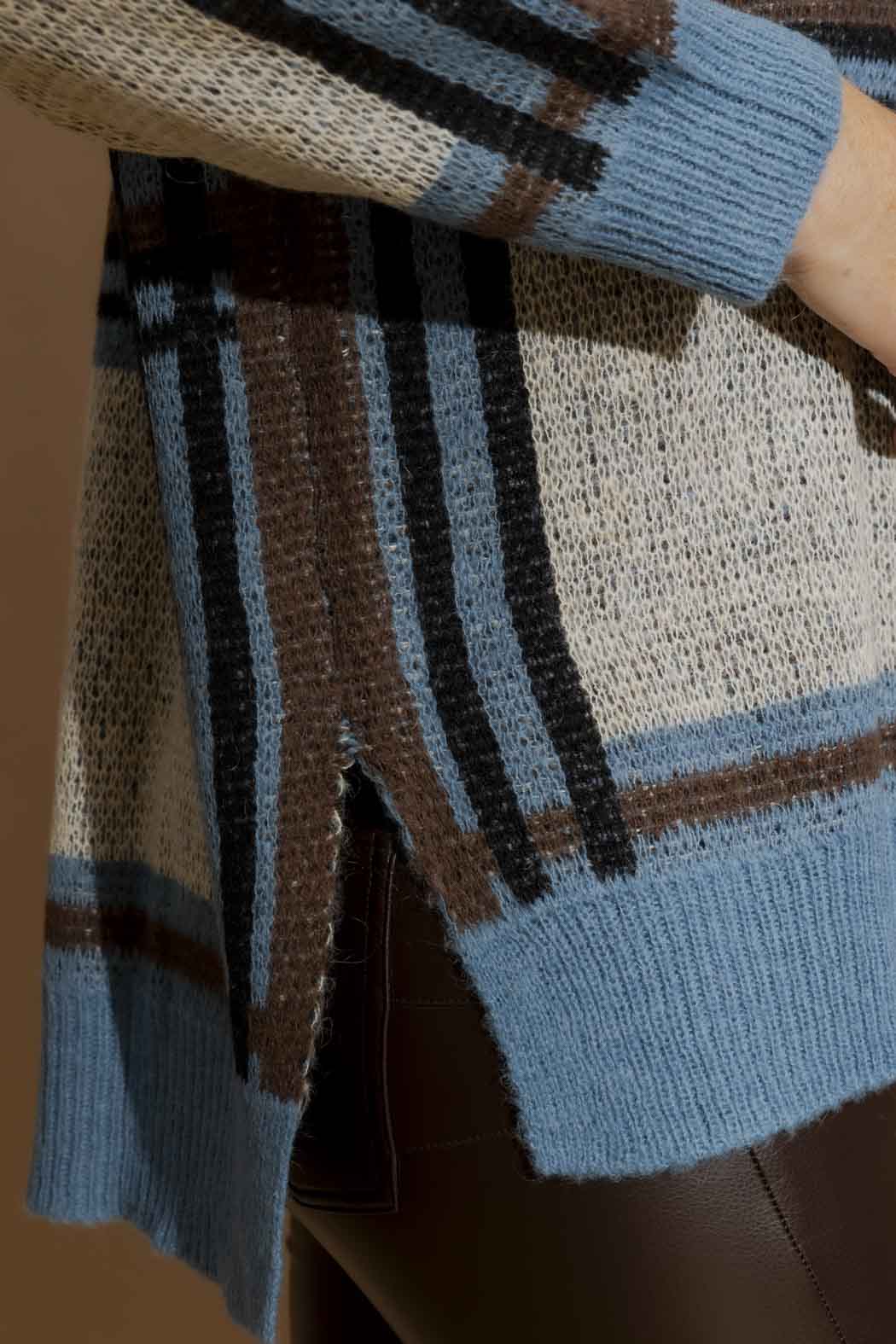 Blue Check Jaquard Jumper Blue S