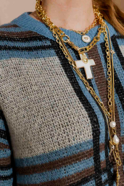 Blue Check Jaquard Jumper Blue S