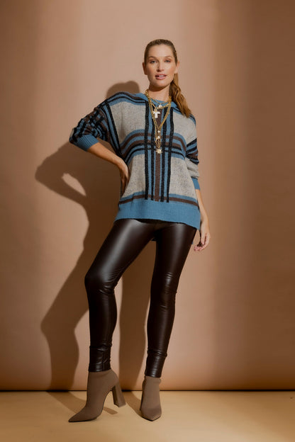 Blue Check Jaquard Jumper Blue S