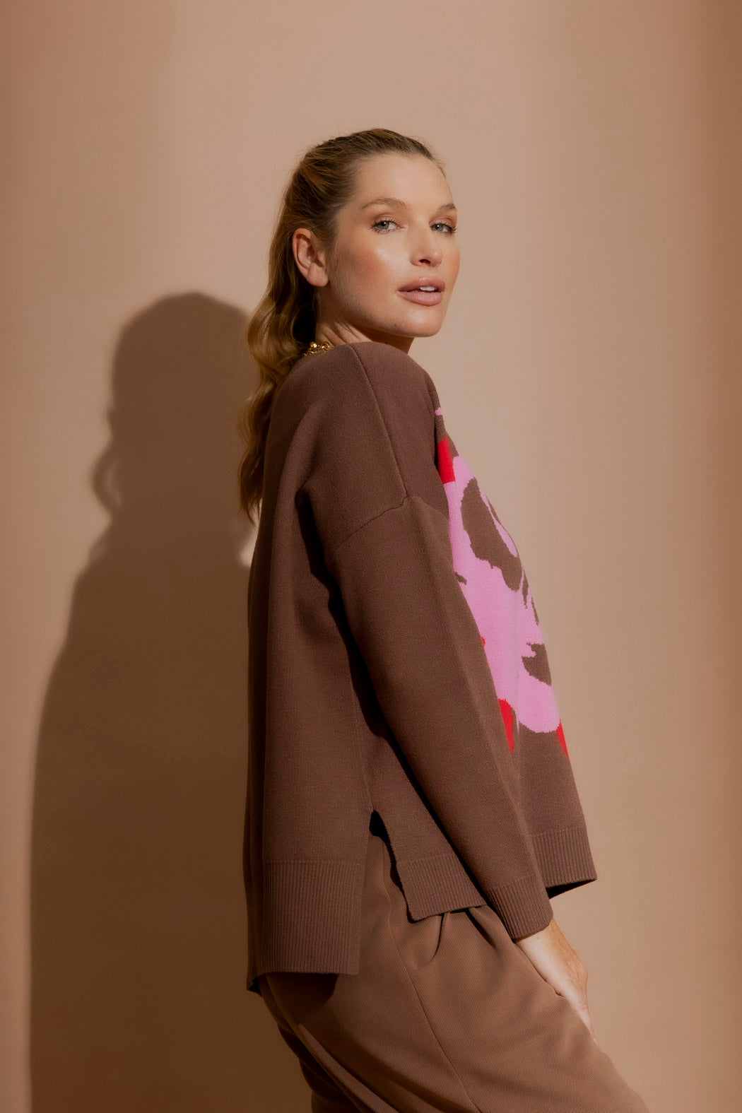 Caramel Blossom Button Jumper Caramel S