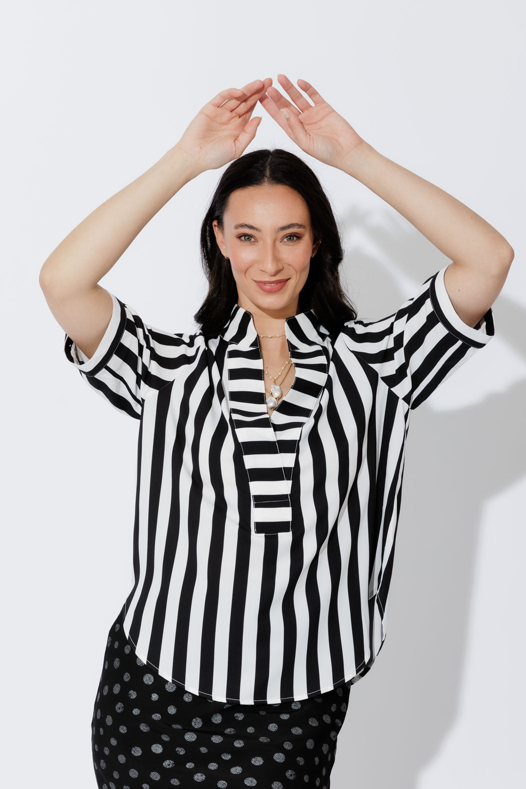 Black/White Stripe Milan Blogger Shirt