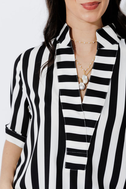 Black/White Stripe Milan Blogger Shirt