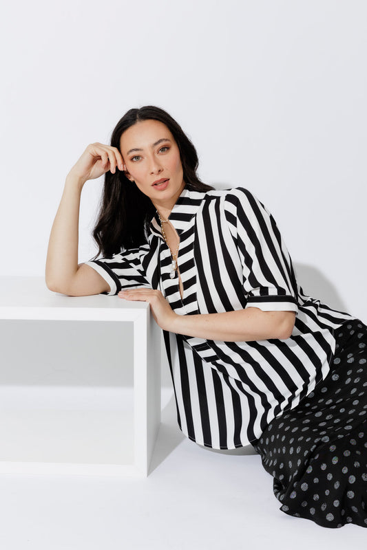 Black/White Stripe Milan Blogger Shirt