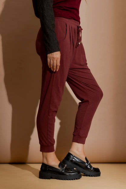 Burgundy Tencel Slouch Pant
