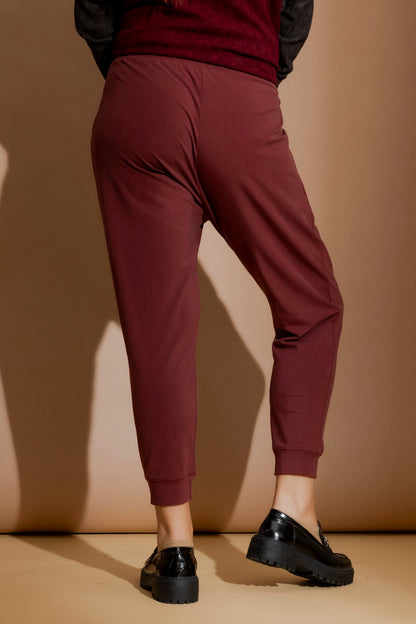 Burgundy Tencel Slouch Pant