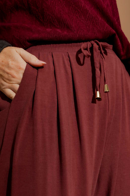 Burgundy Tencel Slouch Pant