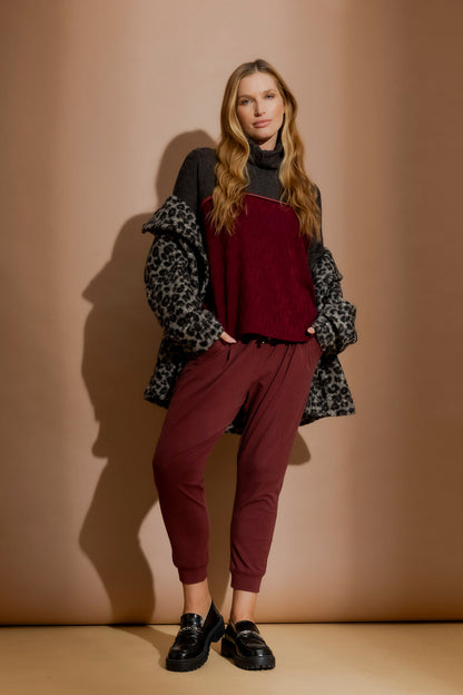 Burgundy Tencel Slouch Pant
