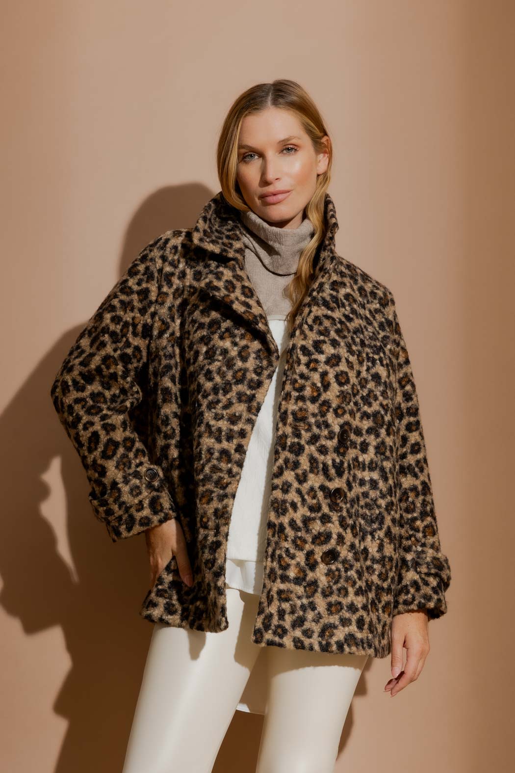 Brown Animal Soft Pea Coat Brown Animal