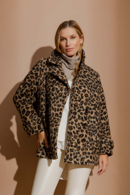 Brown Animal Soft Pea Coat Brown Animal
