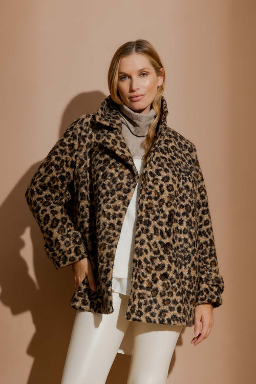 Brown Animal Soft Pea Coat Brown Animal