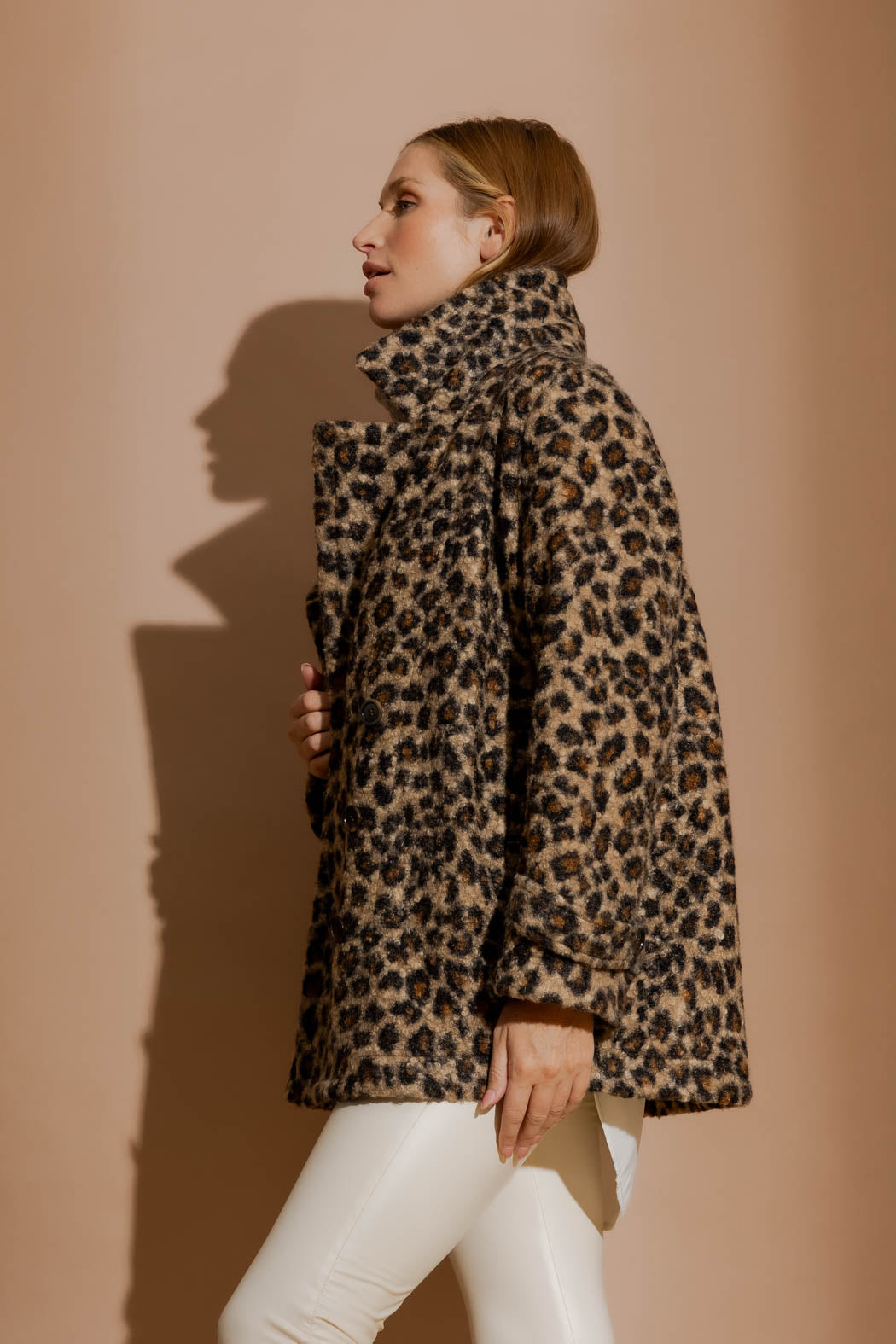 Brown Animal Soft Pea Coat Brown Animal