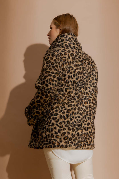 Brown Animal Soft Pea Coat Brown Animal