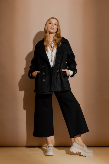 Black Soft Pea Coat