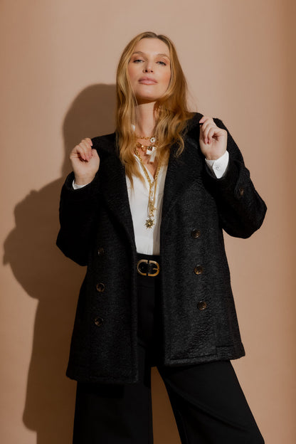 Black Soft Pea Coat