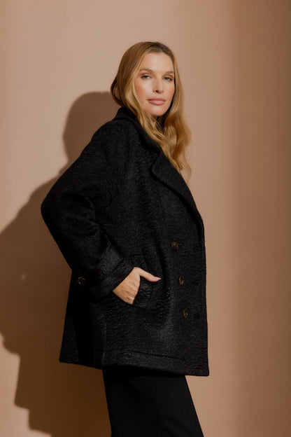 Black Soft Pea Coat