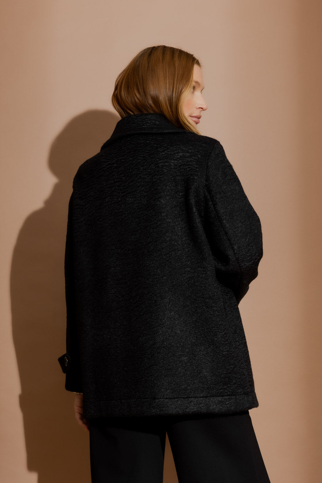 Black Soft Pea Coat