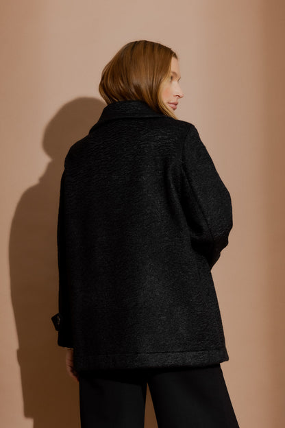 Black Soft Pea Coat