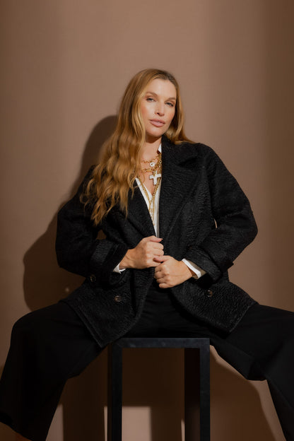 Black Soft Pea Coat