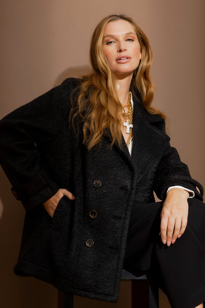 Black Soft Pea Coat