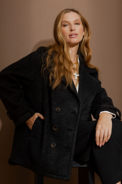 Black Soft Pea Coat
