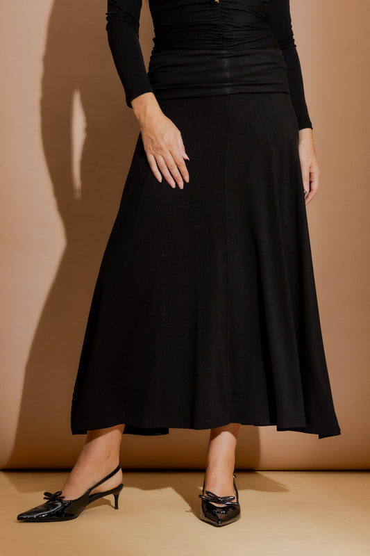 Black Tencel Roll Top Skirt