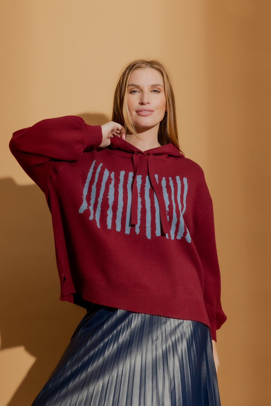 Burgundy Lines Hoodie Burgundy S