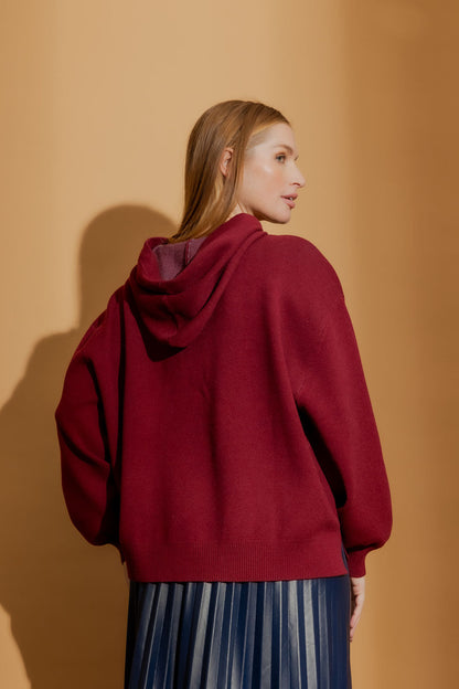 Burgundy Lines Hoodie Burgundy S