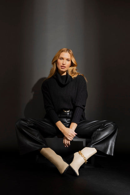 Black Cowl Neck Jumper Black S/M