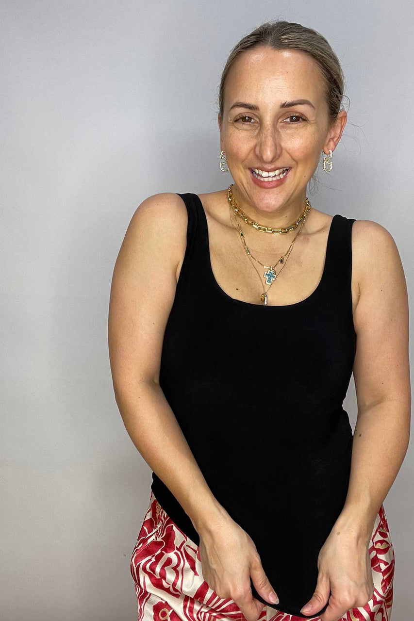 Black Jersey Double Layer Cami