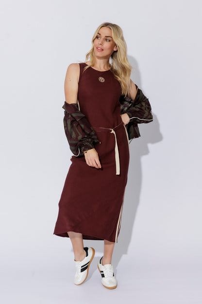 Burgundy Washed Linen Bias Dress