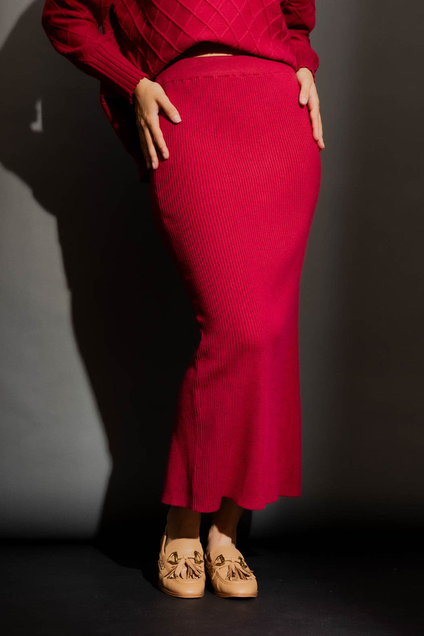 Berry Backsplit Rib Skirt Berry S